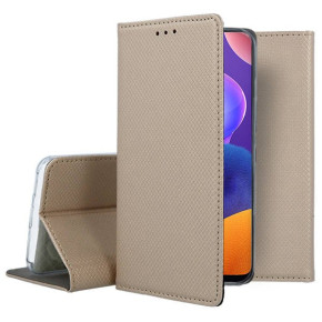 Кожен калъф тефтер и стойка Magnetic FLEXI Book Style за Samsung Galaxy A31 A315F златист 